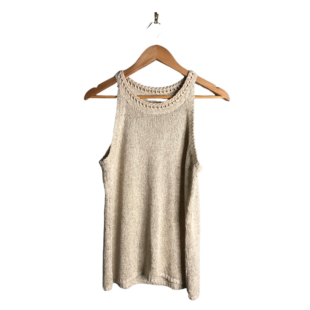J. McLaughlin | Linen blend knit cream sleeveless top